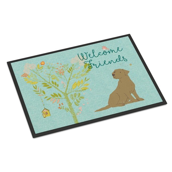 Carolines Treasures Welcome Friends Chocolate Labrador Retriever Indoor or Outdoor Mat, 18 x 27 in. BB7597MAT - main
